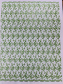 Corded Lace/ Butterfly Design Embroidered With Sequin on a Mesh Lace Fabric