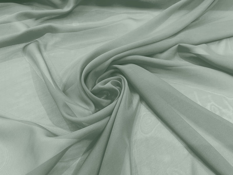 Sage Green 58" Wide 100% Polyester Soft Light Weight, See Through Chiffon Fabric ByTheYard.
