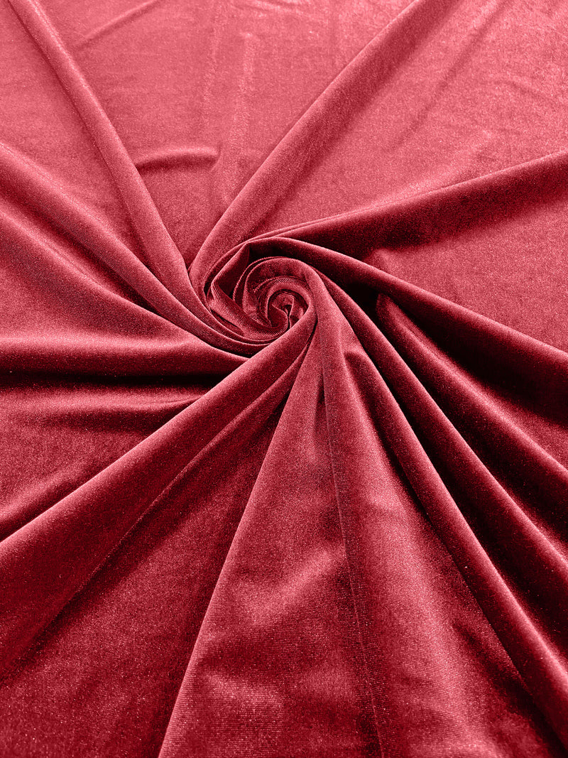 Salmon Solid Stretch Velvet Fabric  58/59" Wide 90% Polyester/10% Spandex By The Yard.