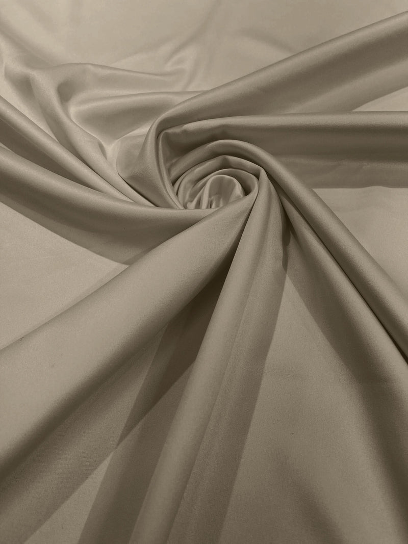Sand Solid Matte Stretch L'Amour Satin Fabric 95% Polyester 5% Spandex/58" Wide/ By The Yard