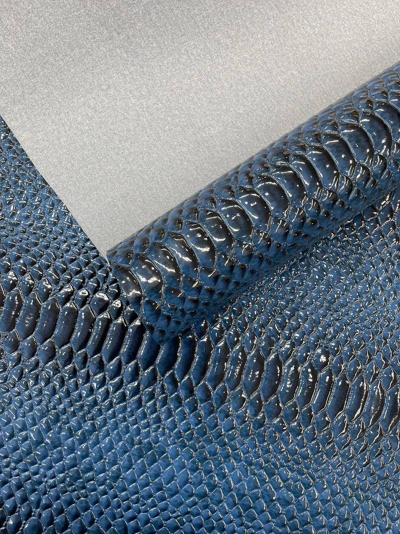 Cobra Snake Shiny Vinyl 3D Embossed Fabric / 2 Tone Cobra Snake Vinyl Leather 54" Wide