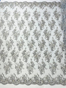 GORGEUS BEADED LACE ON MESH FABRIC (By The Yard)