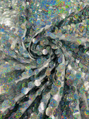 ROUND PALLETTE SEQUIN ON MESH FABRIC (By The Yard)