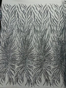 PHOENIX FEATHER SEQUIN ON STRETCH MESH FABRIC (By The Yard)