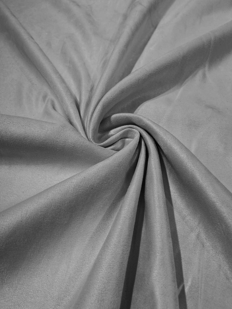 Silver Faux Suede Polyester Fabric | Microsuede | 58" Wide.