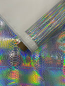Snake Viper Holographic Embossed PVC / Snake Vinyl Fabric Upholstery Crafting  Accessories Applications Snake Iridescent.