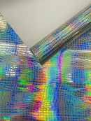 Crocodile Embossed PVC Holographic Vinyl Fabric / .Upholstery Crafting Accessories Applications Glossy Iridescent