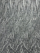 Vine/Root Sequin 4 Way Stretch Mesh Fabric, by The Yard.