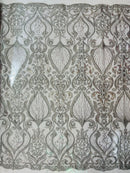 HEAVY DAMASK BEADED LACE (By The Yard)