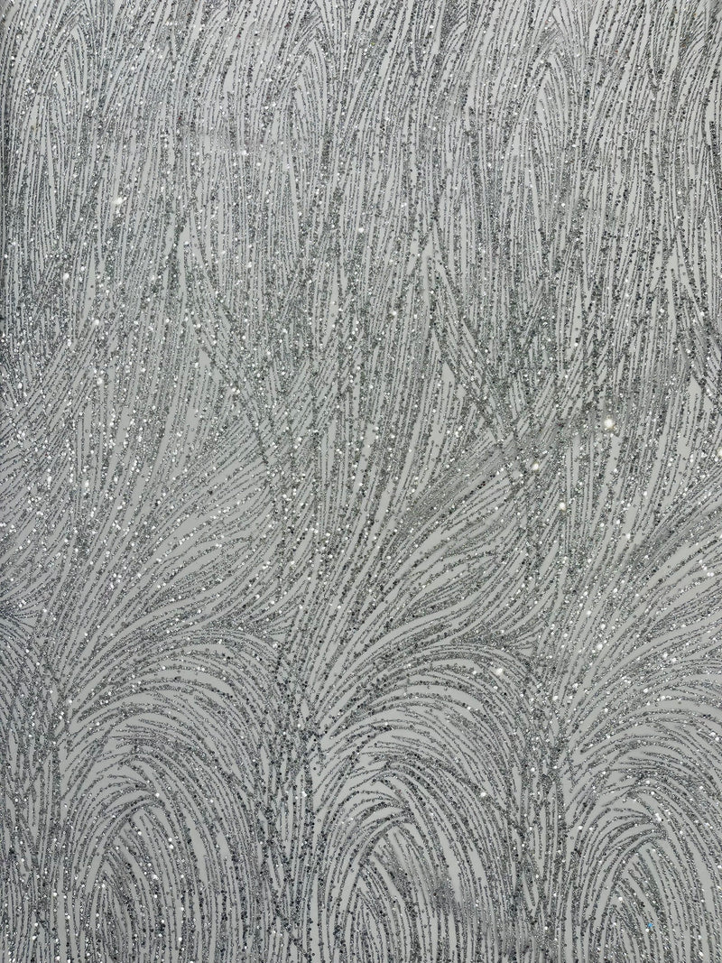 Fashion Glitter Design On A Mesh Lace Fabric/Prom.