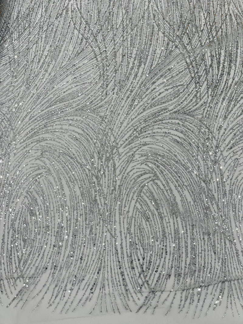 Fashion Glitter Design On A Mesh Lace Fabric/Prom.