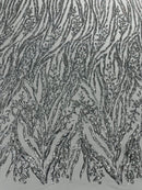 Vine/Root Sequin 4 Way Stretch Mesh Fabric, by The Yard.