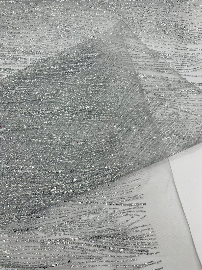 Fashion Glitter Design On A Mesh Lace Fabric/Prom.