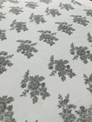 Eva Luxury Beaded Floral Lace, by The Yard.