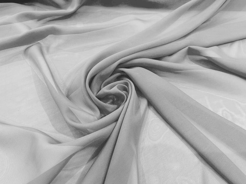 Silver 58" Wide 100% Polyester Soft Light Weight, See Through Chiffon Fabric ByTheYard.