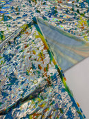 Splatter Foil Paint Metallic Print on a 4-way Stretch Tie Dye Nylon Spandex Tricot/Milliskin -Sold by the yard.