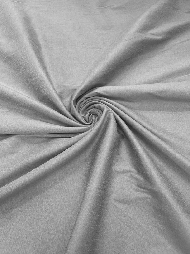 Silver - Polyester Dupioni Faux Silk Fabric/ 55” Wide/Wedding Fabric/Home Decor.