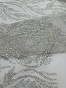 Luxury Festival Beaded Vine Lace Fabric, by The Yard.