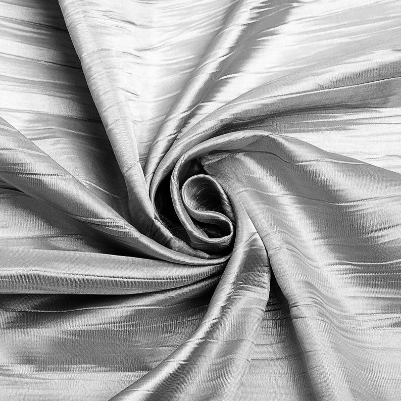 Silver - Crushed Taffeta Fabric - 54" Width - Creased Clothing Decorations Crafts - Sold By The Yard
