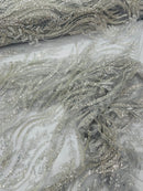 Luxury Festival Beaded Vine Lace Fabric, by The Yard.