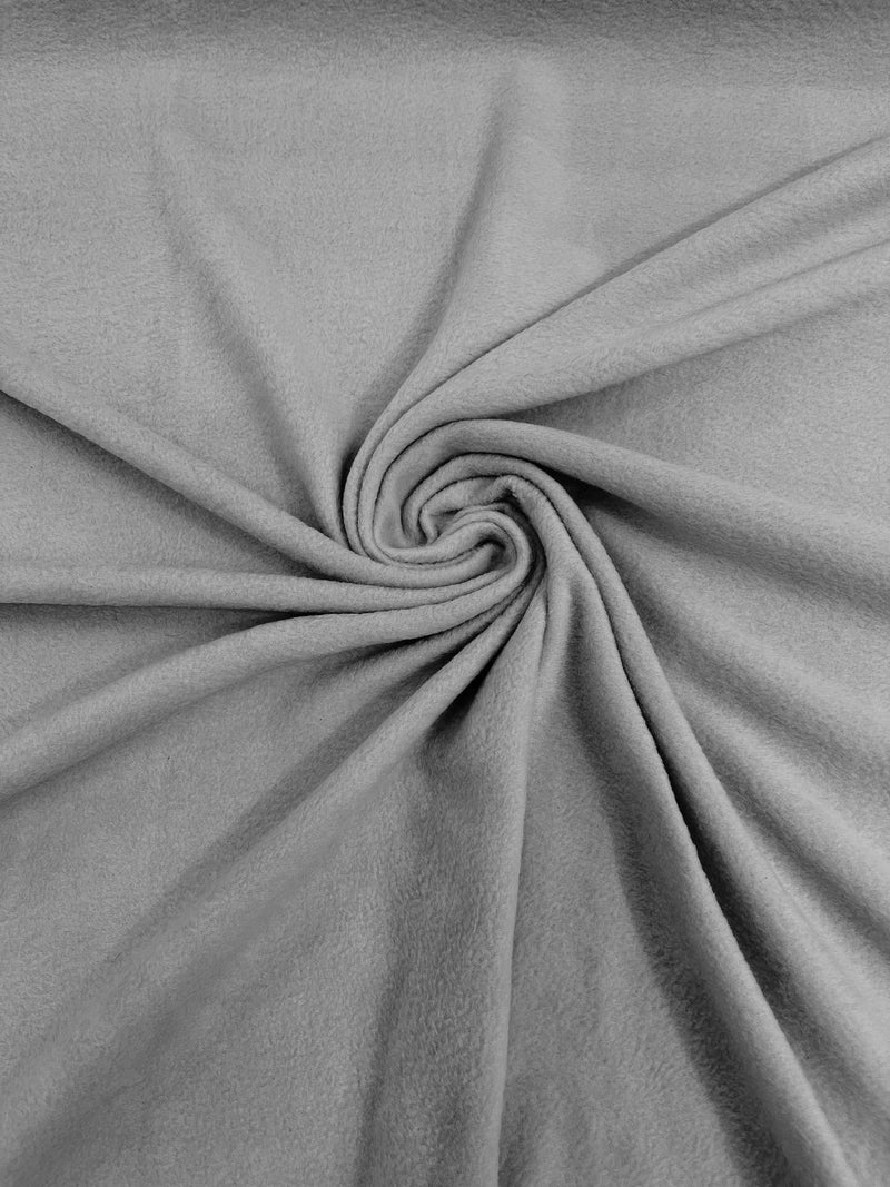Silver Solid Polar Fleece Fabric Anti-Pill 58" Wide Sold by The Yard.