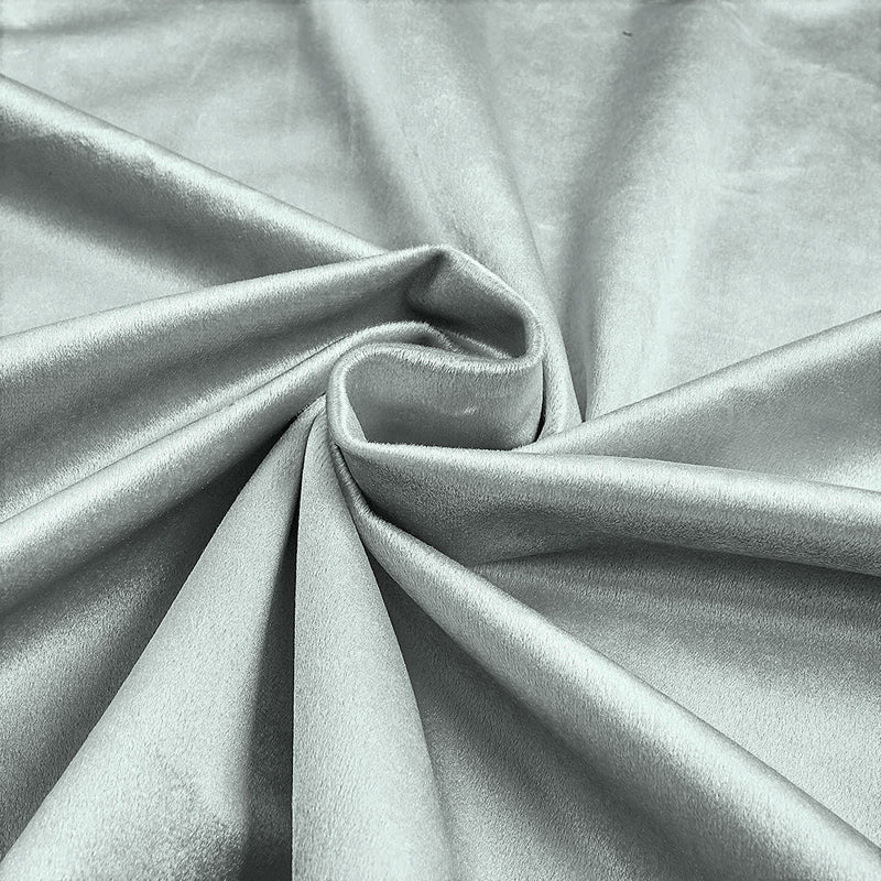Silver 58"/60Inches Wide Royal Velvet Upholstery Fabric. Sold By The Yard.