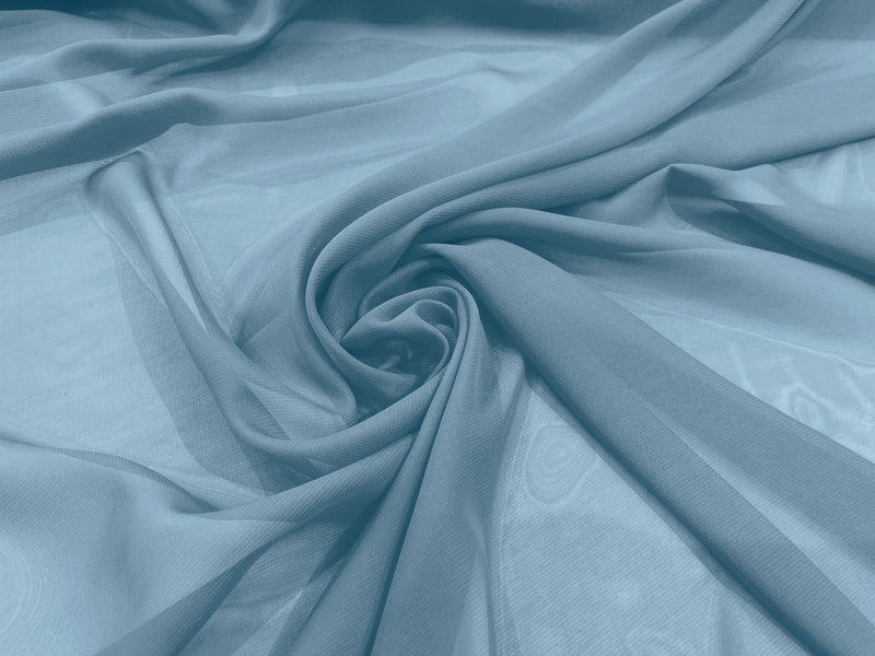 Sky Blue 58" Wide 100% Polyester Soft Light Weight, See Through Chiffon Fabric ByTheYard.