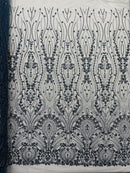 Modern Luxury Beaded Fabric Embroidered on a Mesh Lace, Sold by The Yard.