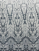Modern Luxury Beaded Fabric Embroidered on a Mesh Lace, Sold by The Yard.
