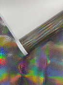 Snake Viper Holographic Embossed PVC / Snake Vinyl Fabric Upholstery Crafting  Accessories Applications Snake Iridescent.