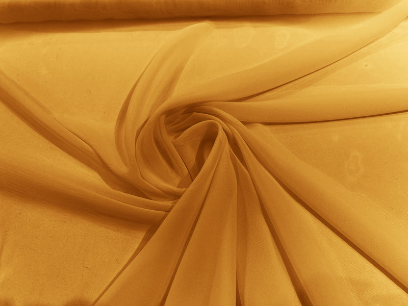 Sungold 58" Wide 100% Polyester Soft Light Weight, See Through Chiffon Fabric ByTheYard.