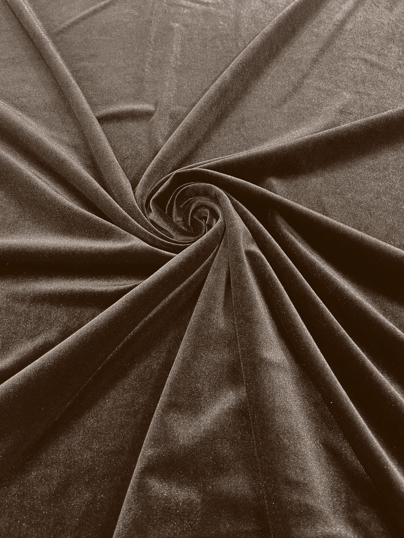 Taupe Solid Stretch Velvet Fabric  58/59" Wide 90% Polyester/10% Spandex By The Yard.