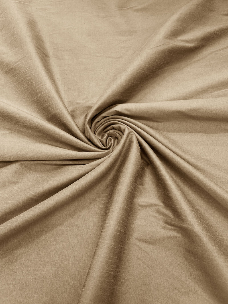 Taupe - Polyester Dupioni Faux Silk Fabric/ 55” Wide/Wedding Fabric/Home Decor.