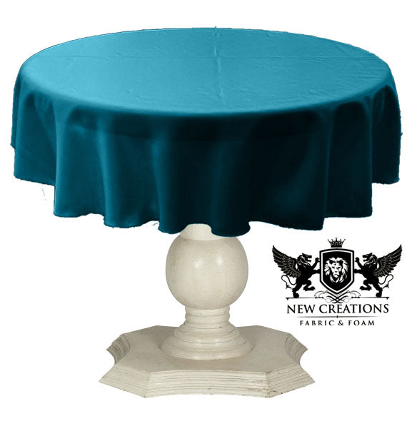 Tablecloth Solid Dull Bridal Satin Overlay for Small Coffee Table Seamless. Teal