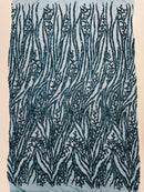 Vine/Root Sequin 4 Way Stretch Mesh Fabric, by The Yard.