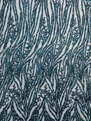 Vine/Root Sequin 4 Way Stretch Mesh Fabric, by The Yard.