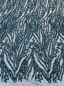Vine/Root Sequin 4 Way Stretch Mesh Fabric, by The Yard.