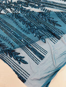 Damask design with sequins embroider on a 4 way stretch mesh fabric (By The Yard)