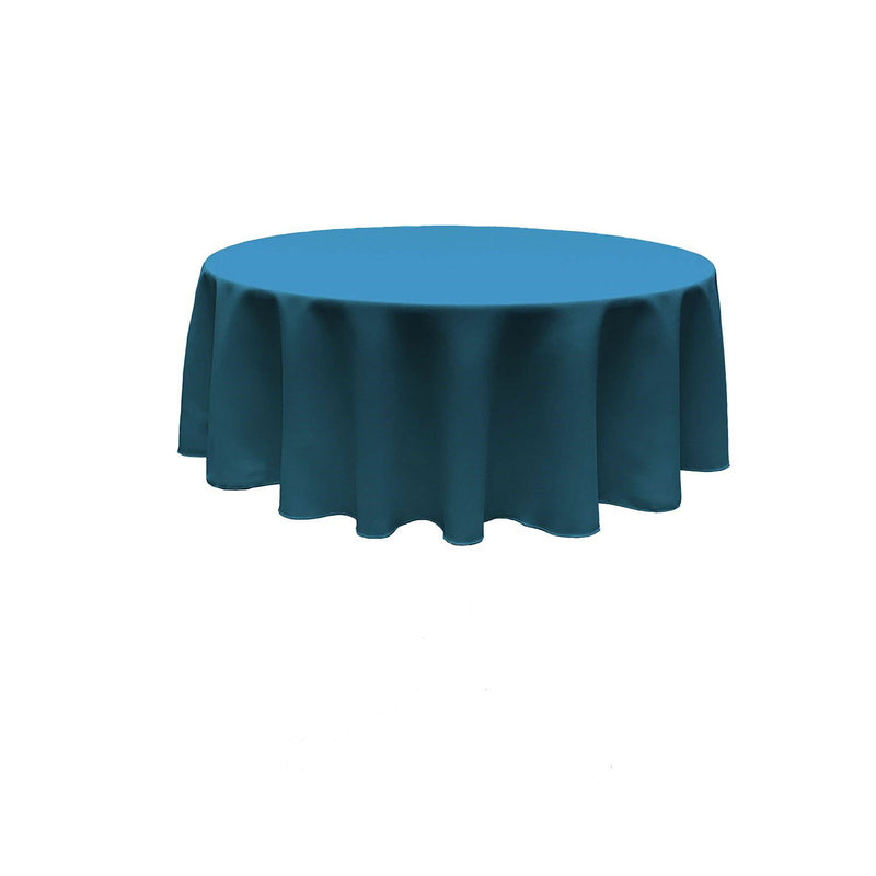 Teal Blue Round Polyester Poplin Seamless Tablecloth - Wedding Decoration Tablecloth