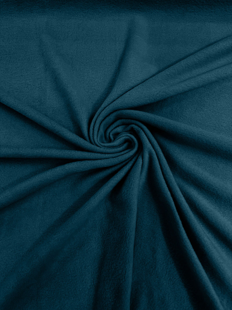 Teal Blue Solid Polar Fleece Fabric Anti-Pill 58" Wide Sold by The Yard.