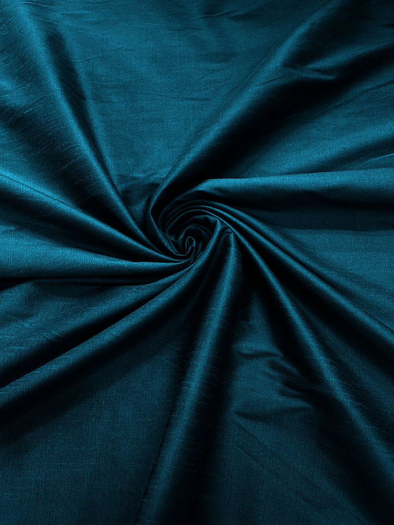 Teal Blue - Polyester Dupioni Faux Silk Fabric/ 55” Wide/Wedding Fabric/Home Decor.