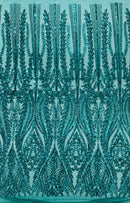 Damask design with sequins embroider on a 4 way stretch mesh fabric (By The Yard)
