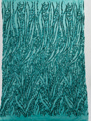 Vine/Root Sequin 4 Way Stretch Mesh Fabric, by The Yard.