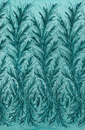 Feather Wing Shiny Sequin Design on a 4 Way Stretch mesh Fabric-Prom-Sold by The Yard.