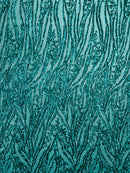 Vine/Root Sequin 4 Way Stretch Mesh Fabric, by The Yard.