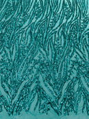 Vine/Root Sequin 4 Way Stretch Mesh Fabric, by The Yard.