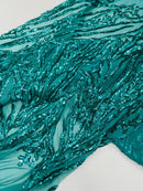 Vine/Root Sequin 4 Way Stretch Mesh Fabric, by The Yard.