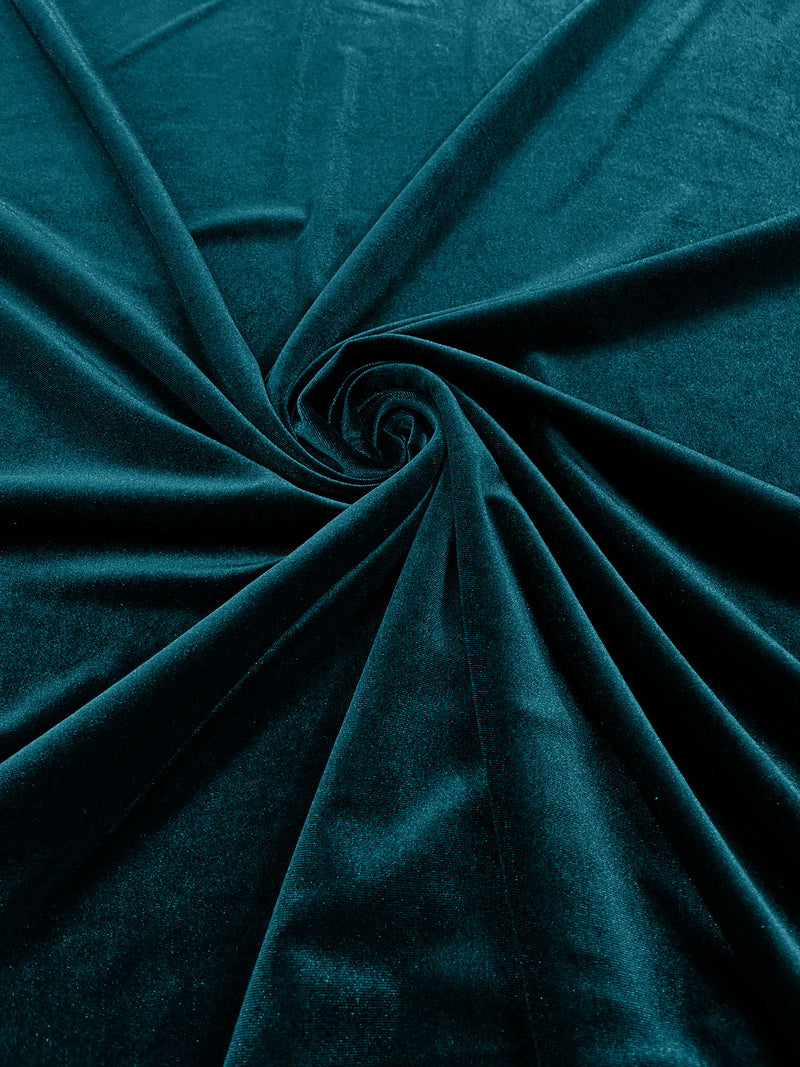 Teal Green Solid Stretch Velvet Fabric  58/59" Wide 90% Polyester/10% Spandex By The Yard.