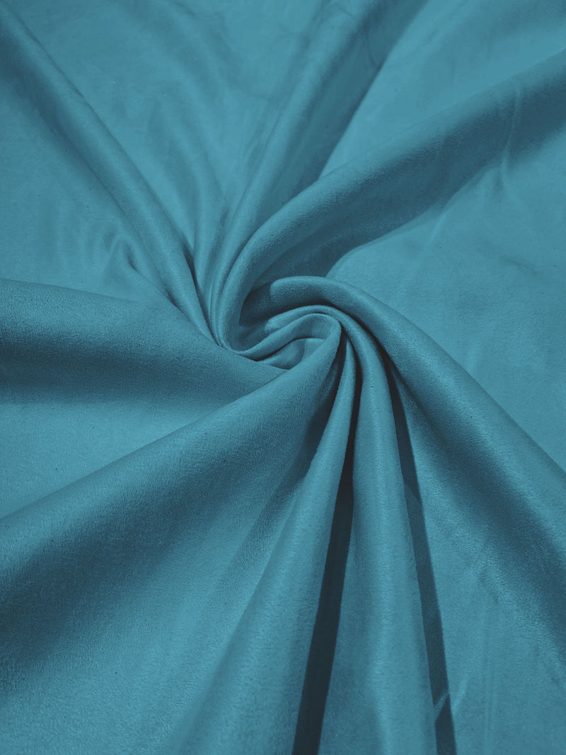 Teal Faux Suede Polyester Fabric | Microsuede | 58" Wide.