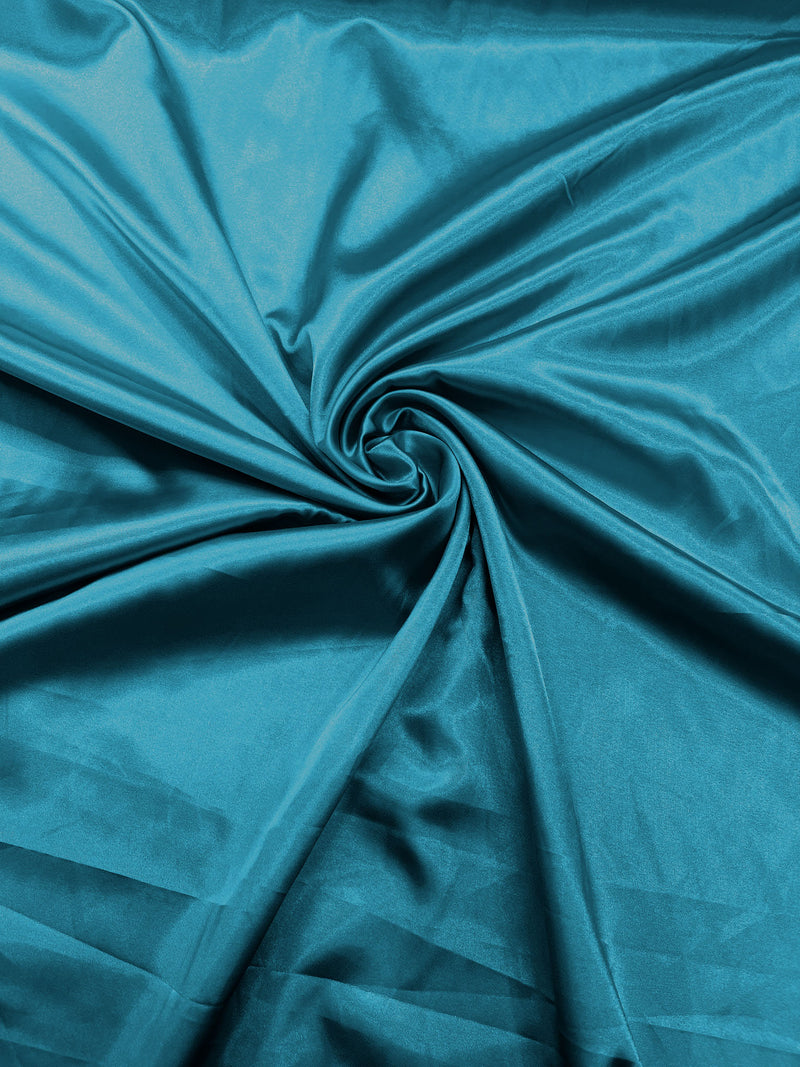 Teal Stretch Charmeuse Satin Fabric 58" Wide/Light Weight Silky Satin/Sold By The Yard